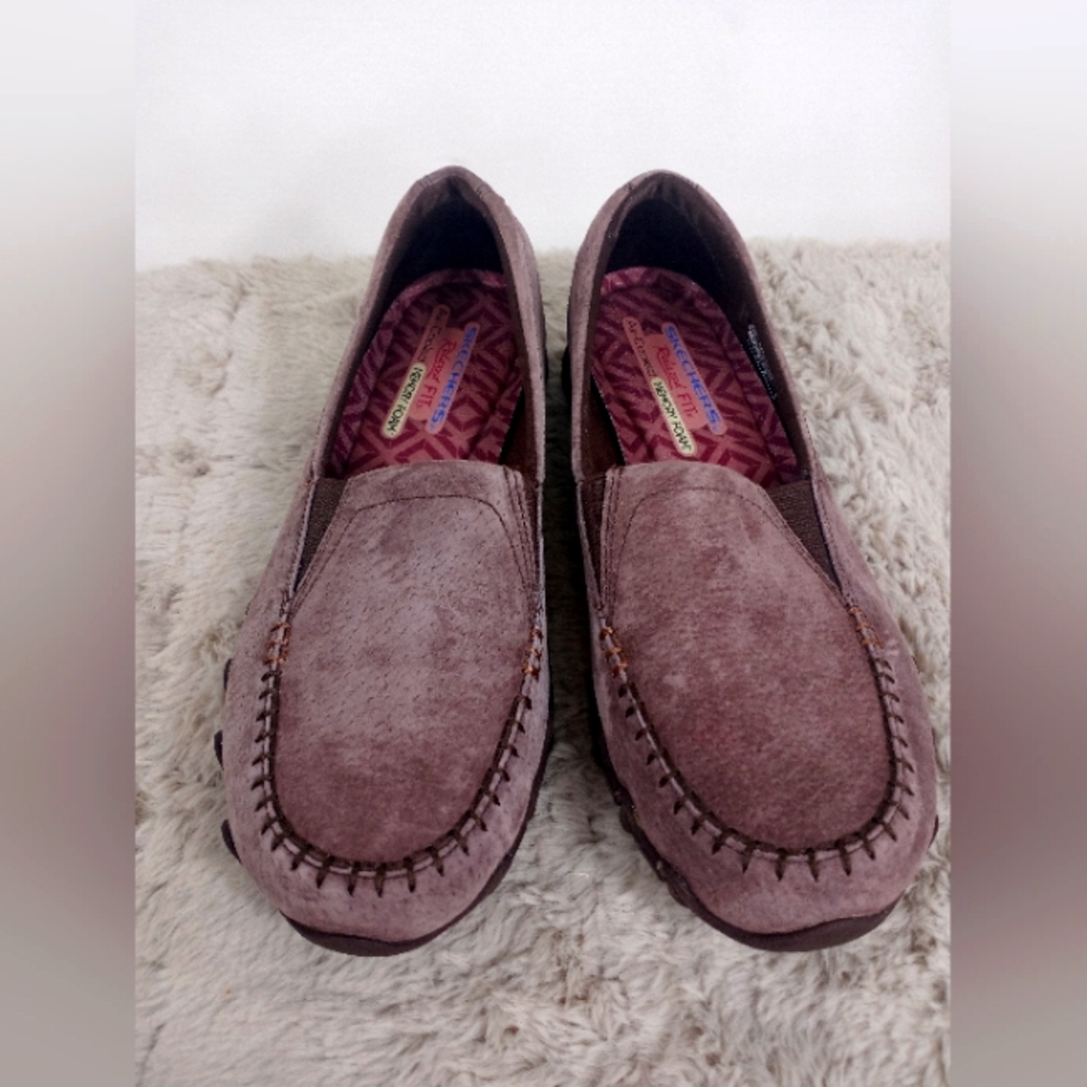 Skechers Brown Suede loafer, slip on, memory foam, women's size 10
